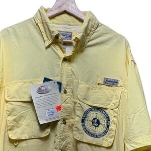 Bimini Bay Outfitters Mens Large Fishing Shirt Ft Walton Beach Yacht Club Yellow